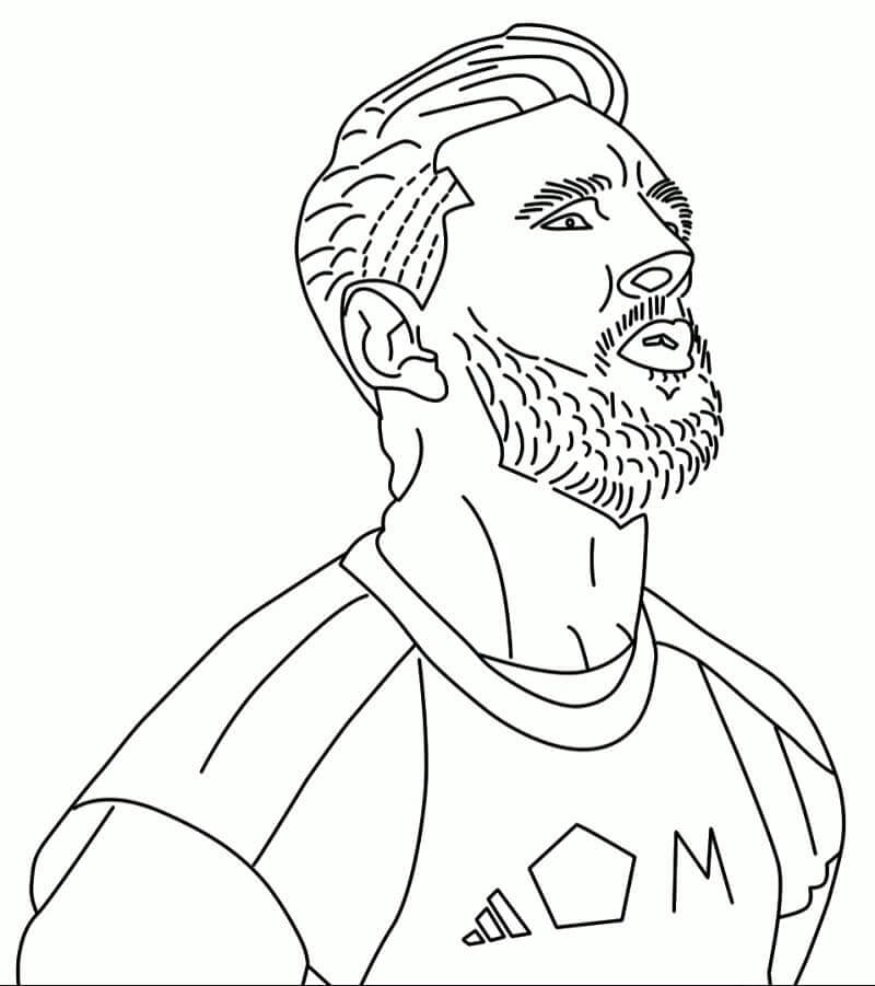 Dibujo de La Cara de Lionel Messi para Colorear y Imprimir