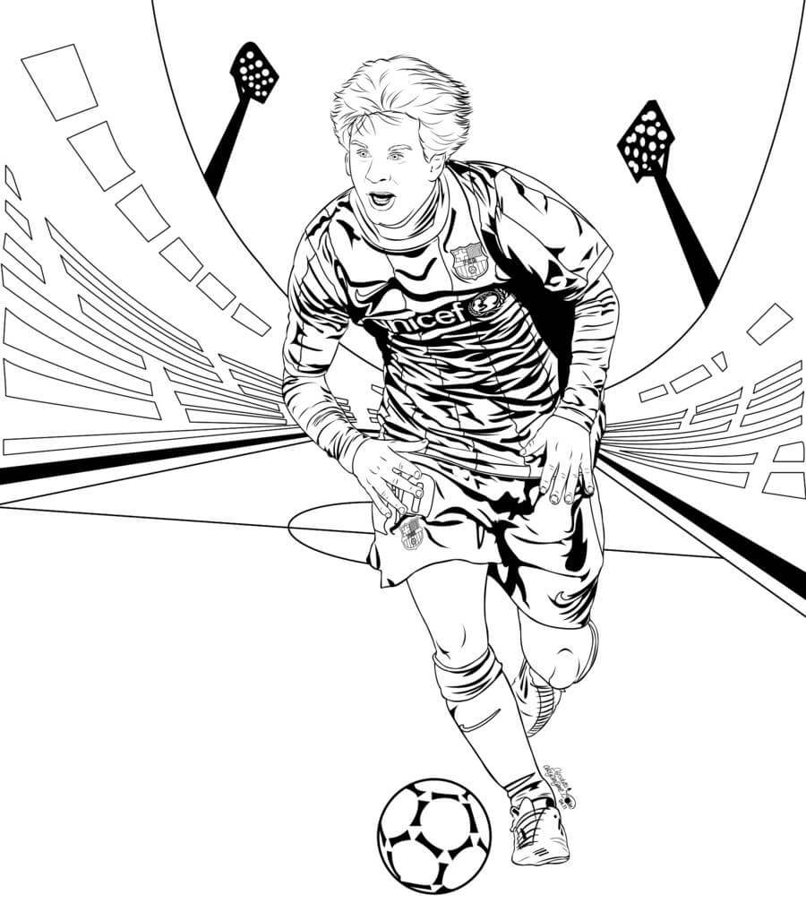 Dibujo de Lionel Messi Jugando Al Fútbol para Colorear y Imprimir