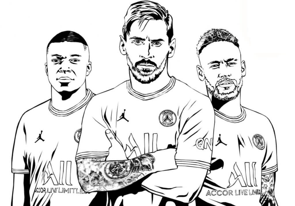 Dibujo de Lionel Messi y Amigos para Colorear y Imprimir