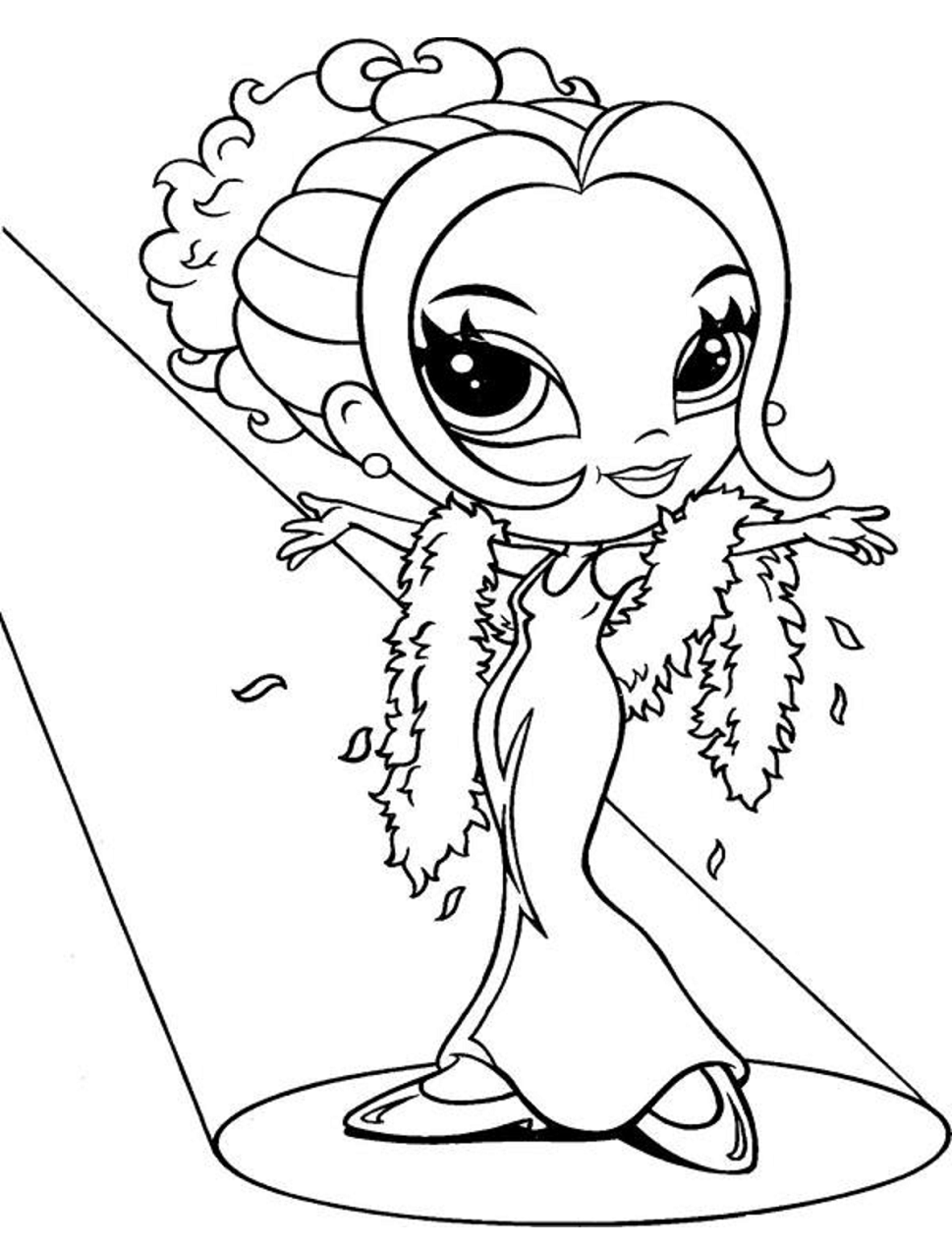 Dibujo de Hermosa Chica Glamour para Colorear y Imprimir