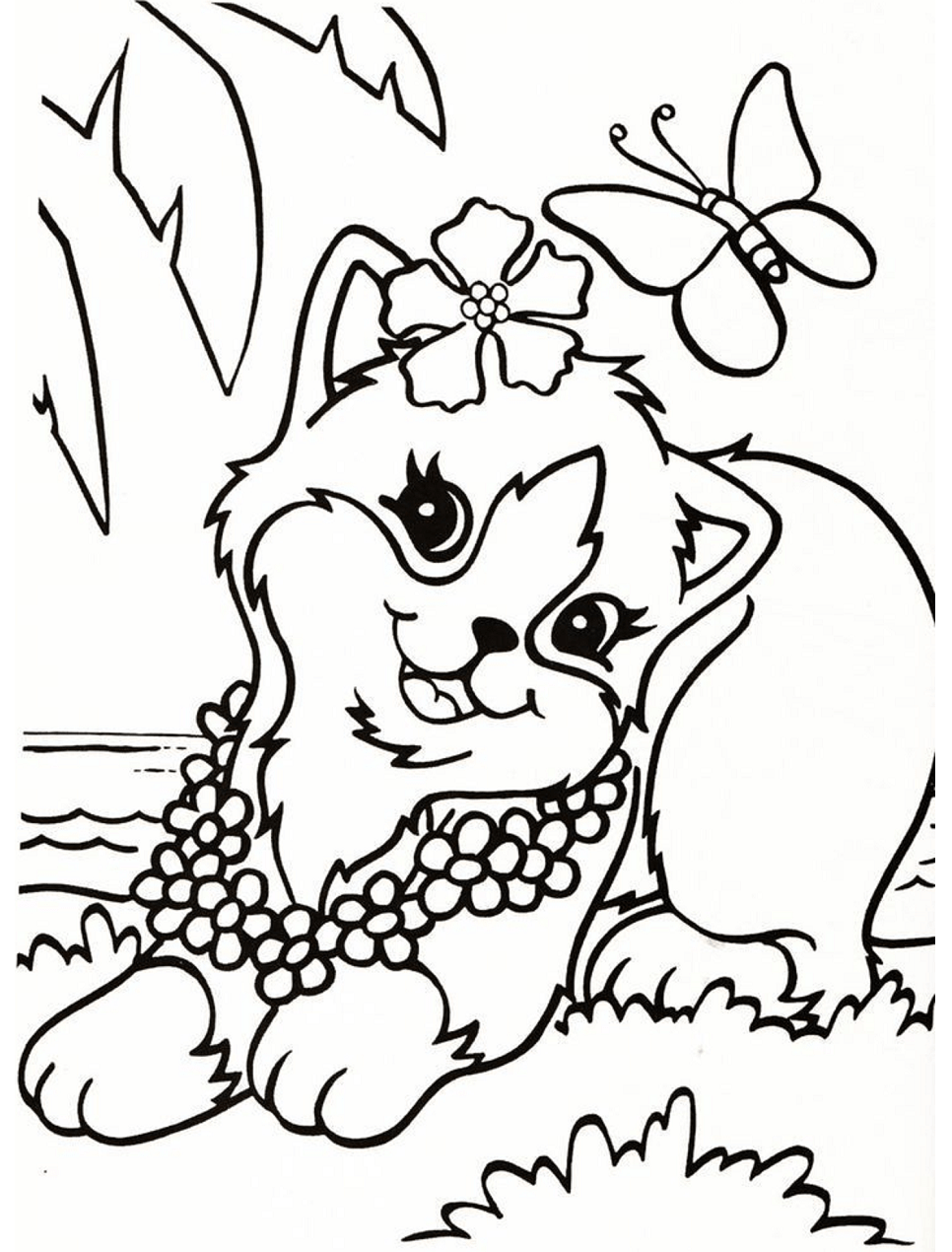 Dibujo de La Linda Gata Lisa Frank para Colorear y Imprimir