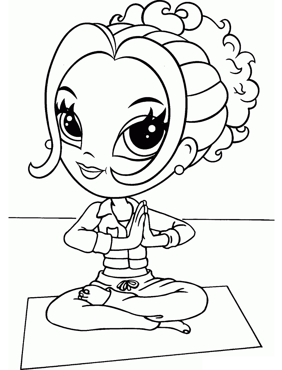 Dibujo de Lisa Frank Chica Meditando para Colorear y Imprimir