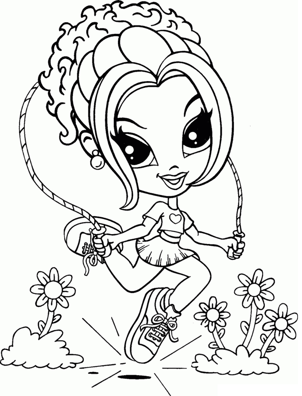 Dibujo de Lisa Frank Glamour Saltar a La Cuerda para Colorear y Imprimir