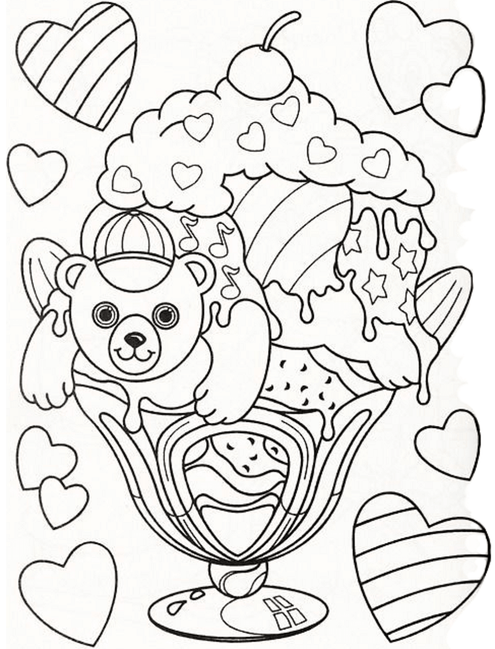 Dibujo de Oso de Hollywood Lisa Frank para Colorear y Imprimir