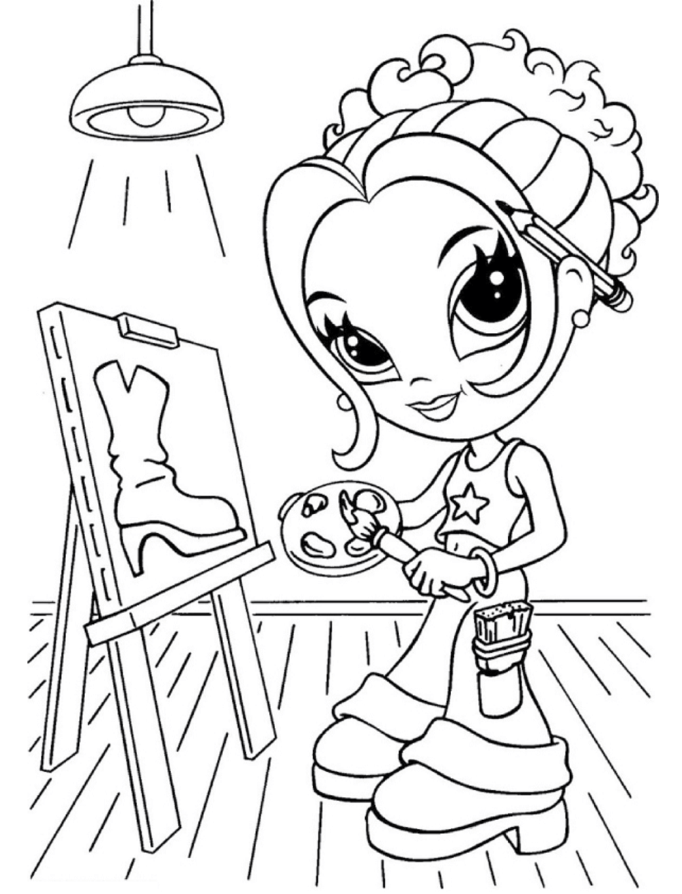 Dibujo de Pintura Chica Glamour para Colorear y Imprimir