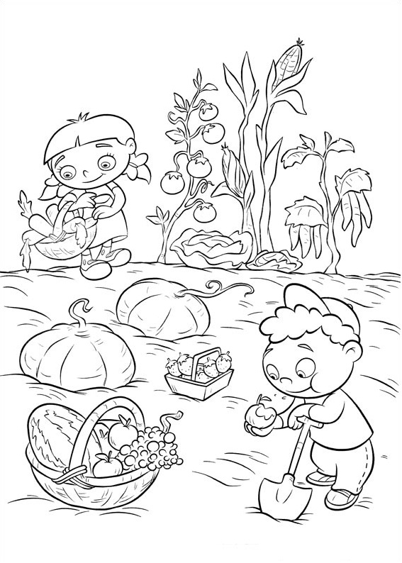 Dibujo de Annie Quincy Con Frutas para Colorear y Imprimir