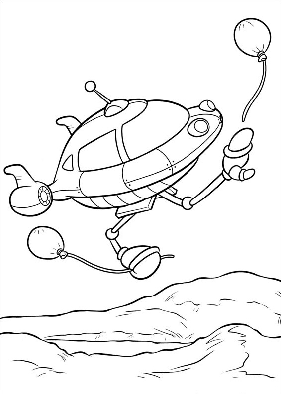 Dibujo de Cohete Con Globos para Colorear y Imprimir