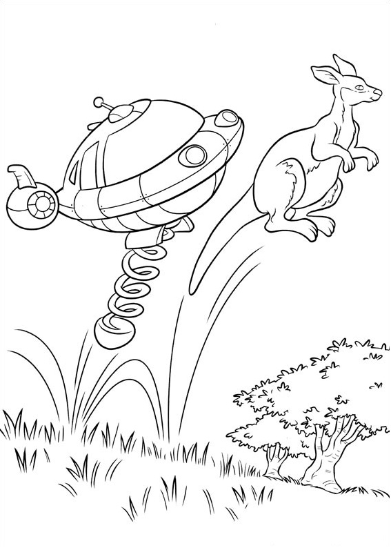 Dibujo de Cohete y Canguro para Colorear y Imprimir