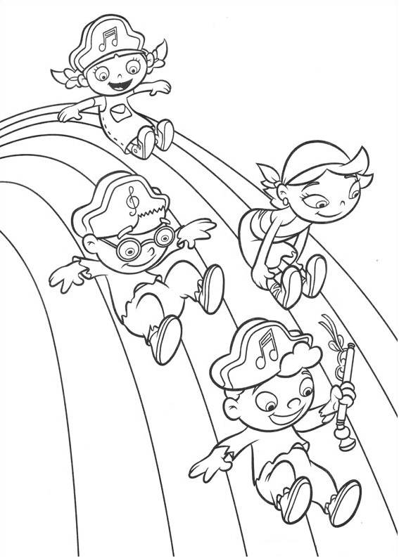Dibujo de Pequeños Einsteins Deslizantes para Colorear y Imprimir