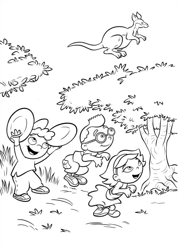 Dibujo de Pequeños Einsteins Imitando Canguro para Colorear y Imprimir