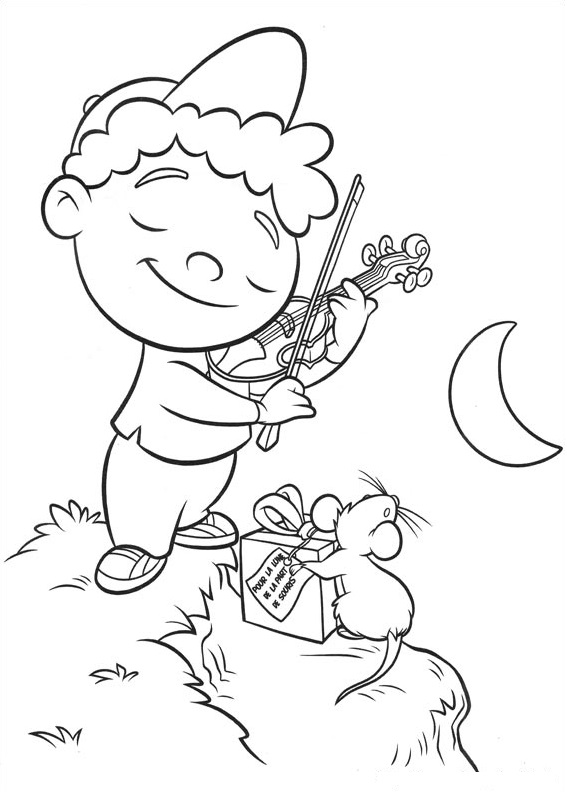 Dibujo de Quincy Tocando El Violín para Colorear y Imprimir