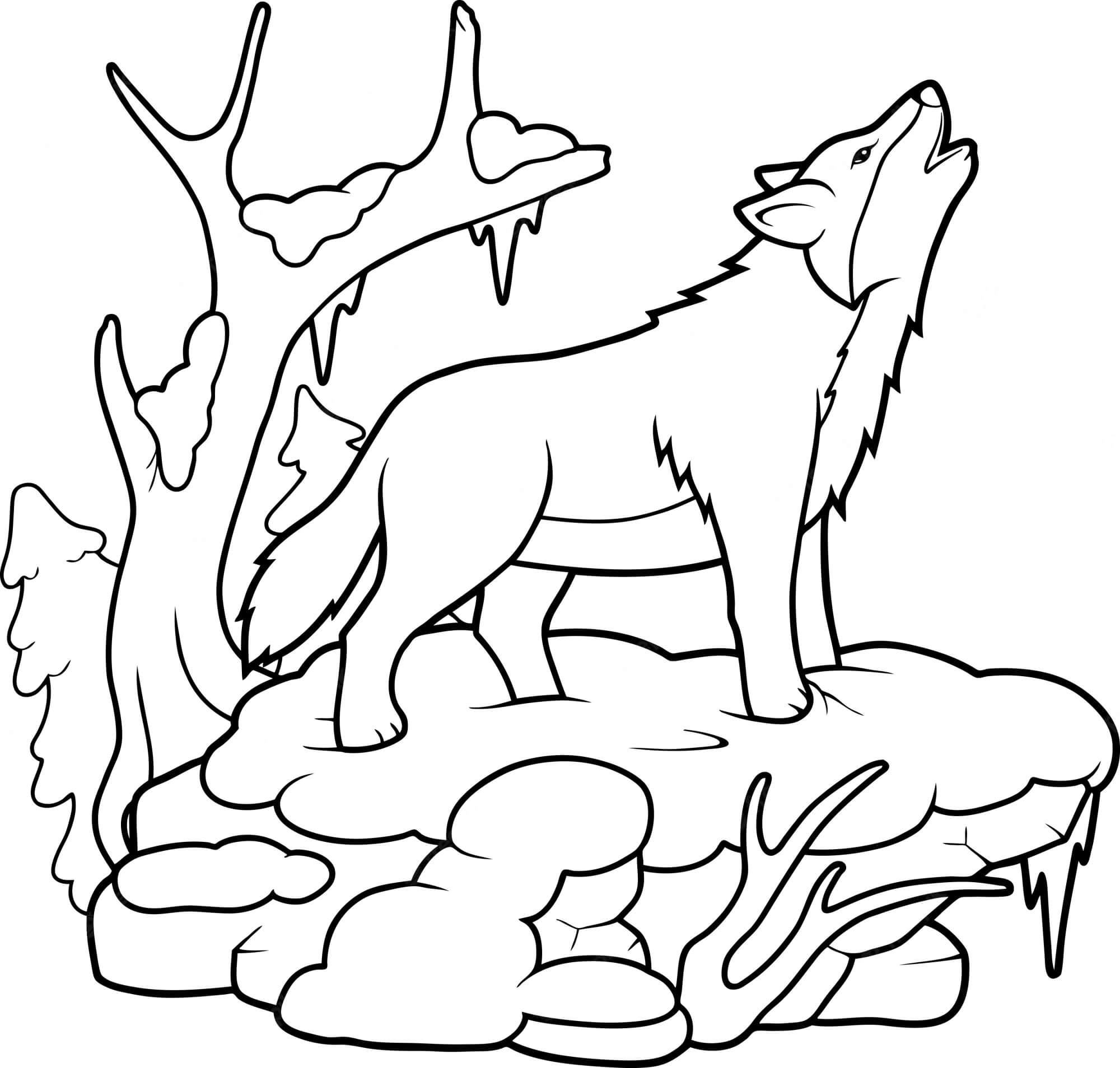 lobo de dibujos animados aullando
