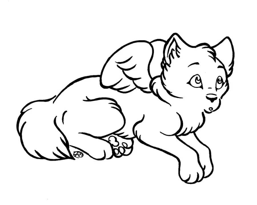 pequeno lobo con alas