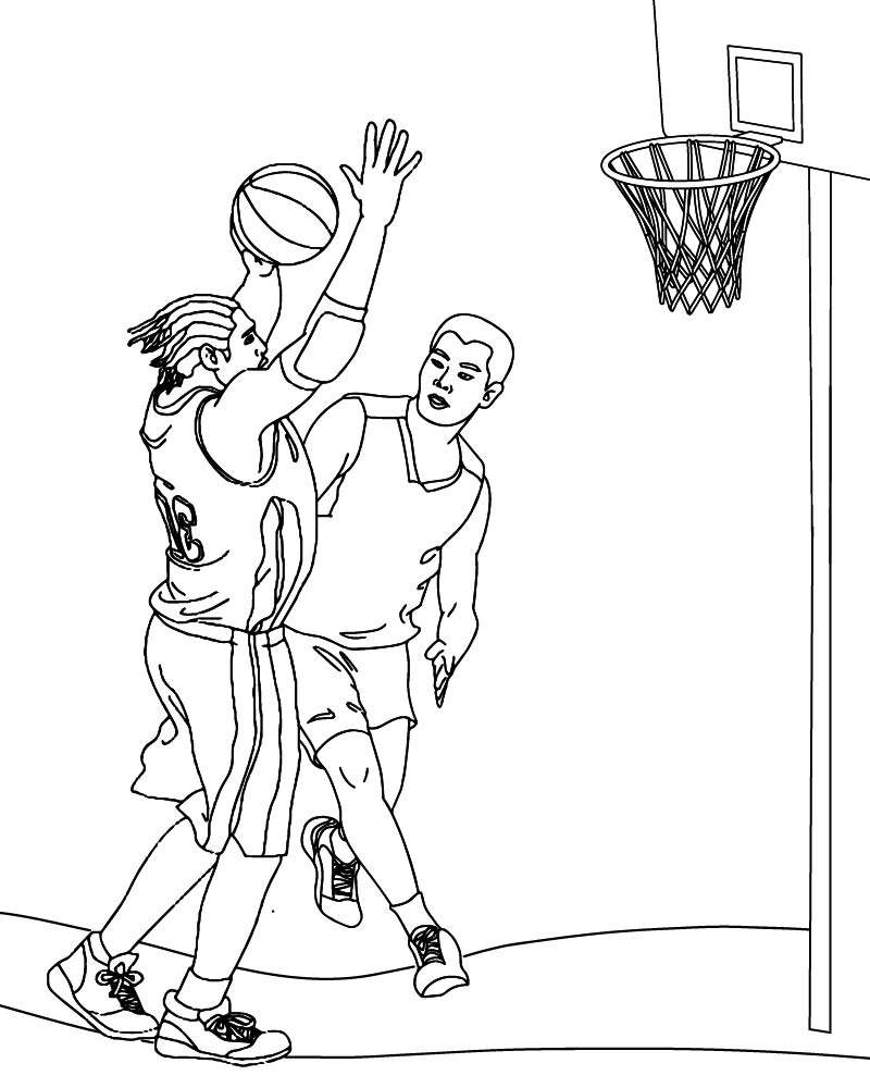 Dibujo de Dunking Basketball Coloring Page para Colorear y Imprimir