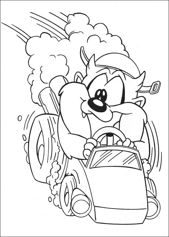 Dibujo de Bebé Taz Conduciendo para Colorear y Imprimir