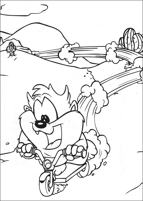 Dibujo de Bebé Taz Divirtiéndose para Colorear y Imprimir