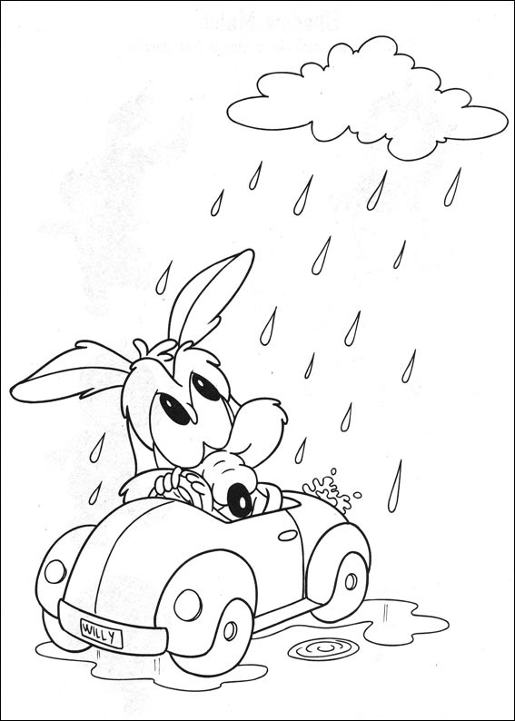 Dibujo de Bebé Wile e Bajo La Lluvia para Colorear y Imprimir