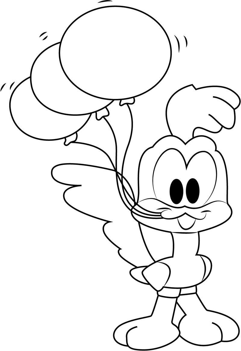 Dibujo de Corredora de Camino Del Bebé Con Globos para Colorear y Imprimir
