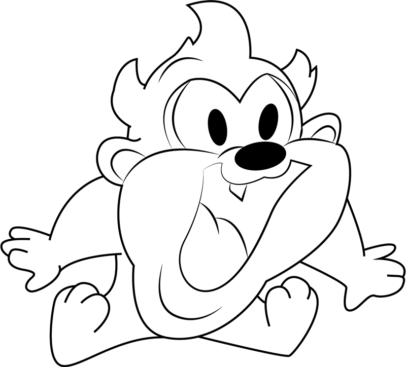 Dibujo de ¡Feliz Bebé Taz para Colorear y Imprimir