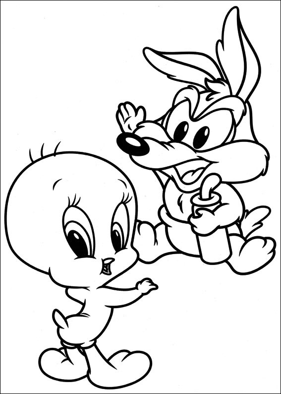 Dibujo de Piolín Bebé y Bebé Wile e para Colorear y Imprimir