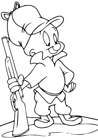 Dibujo de Elmer Fudd Sonriendo para Colorear y Imprimir