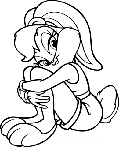 Dibujo de Lola Bunny Sentada para Colorear y Imprimir