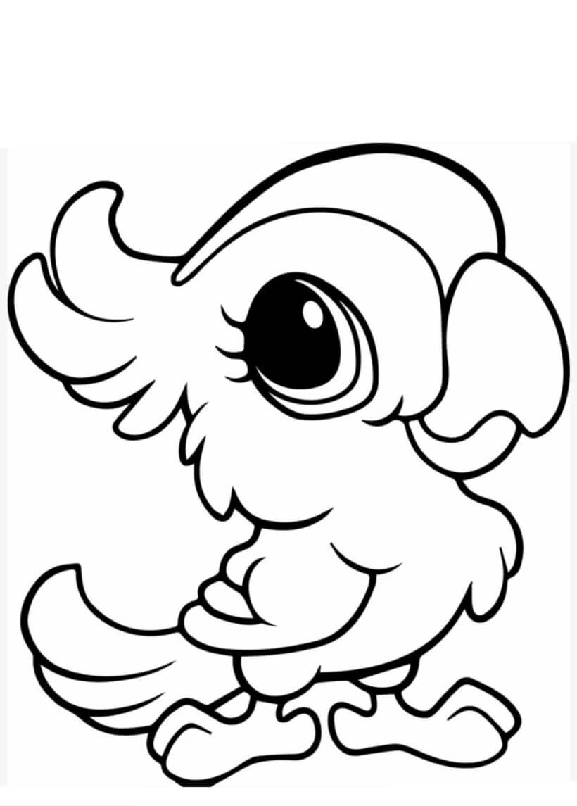 dibujo loro basico en arbol para colorear