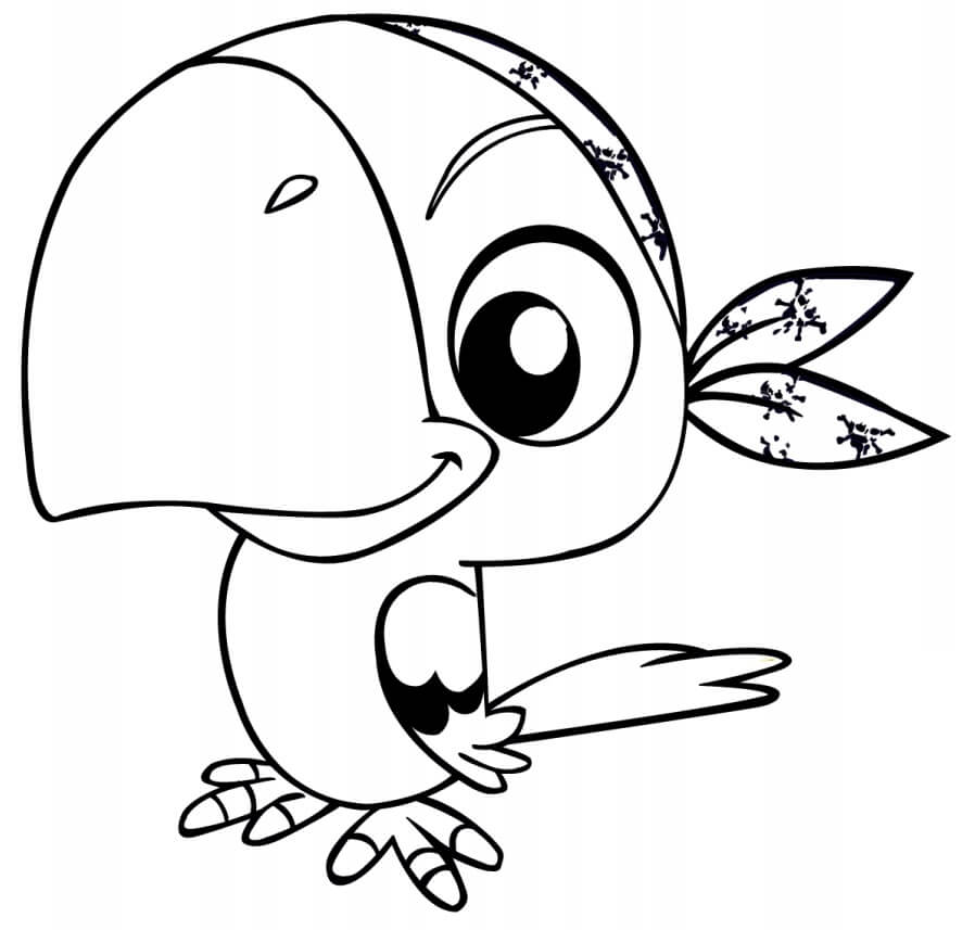 dibujo loro pirata de dibujos animados para colorear