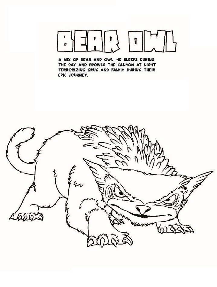 Dibujo de Búho Oso para Colorear y Imprimir