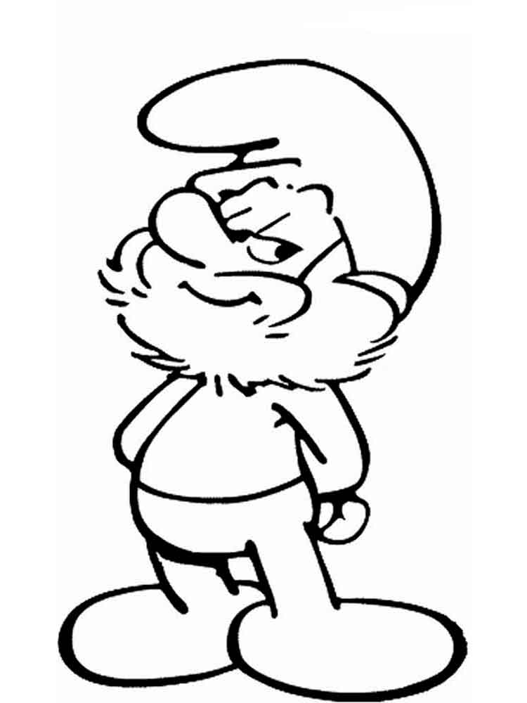 Dibujo de Papá Pitufo Genial para Colorear y Imprimir