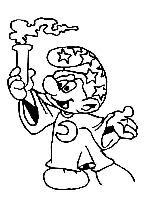 Dibujo de Pitufo El Mago para Colorear y Imprimir