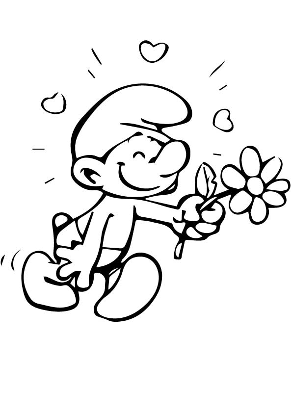 Dibujo de Pitufo En Romántico para Colorear y Imprimir