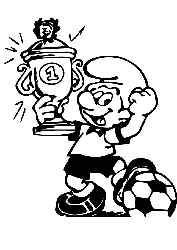 Dibujo de Pitufo Ganado En Fútbol para Colorear y Imprimir
