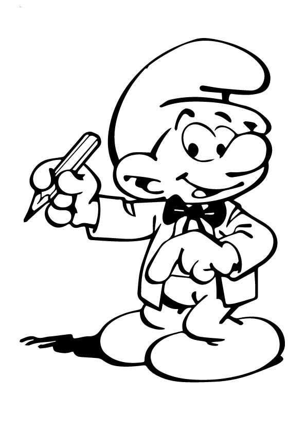 Dibujo de Smurf Est Listo para Escribir para Colorear y Imprimir