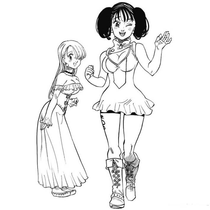 Dibujo de Elizabeth y Diane para Colorear y Imprimir