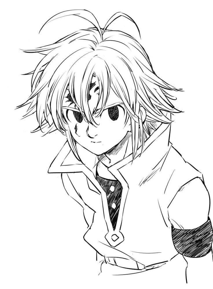 Dibujo de Meliodas de Los Siete Pecados Capitales para Colorear y Imprimir