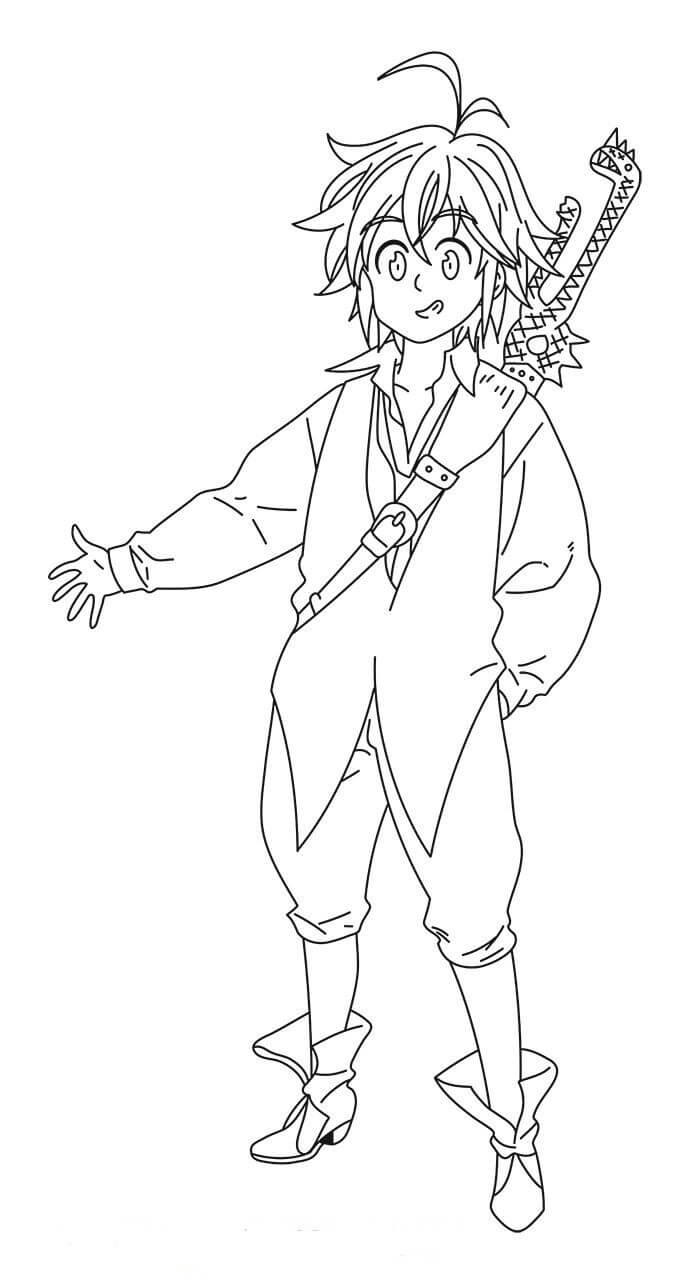 Dibujo de Meliodas Es El Líder de Los Siete Pecados Capitales para Colorear y Imprimir