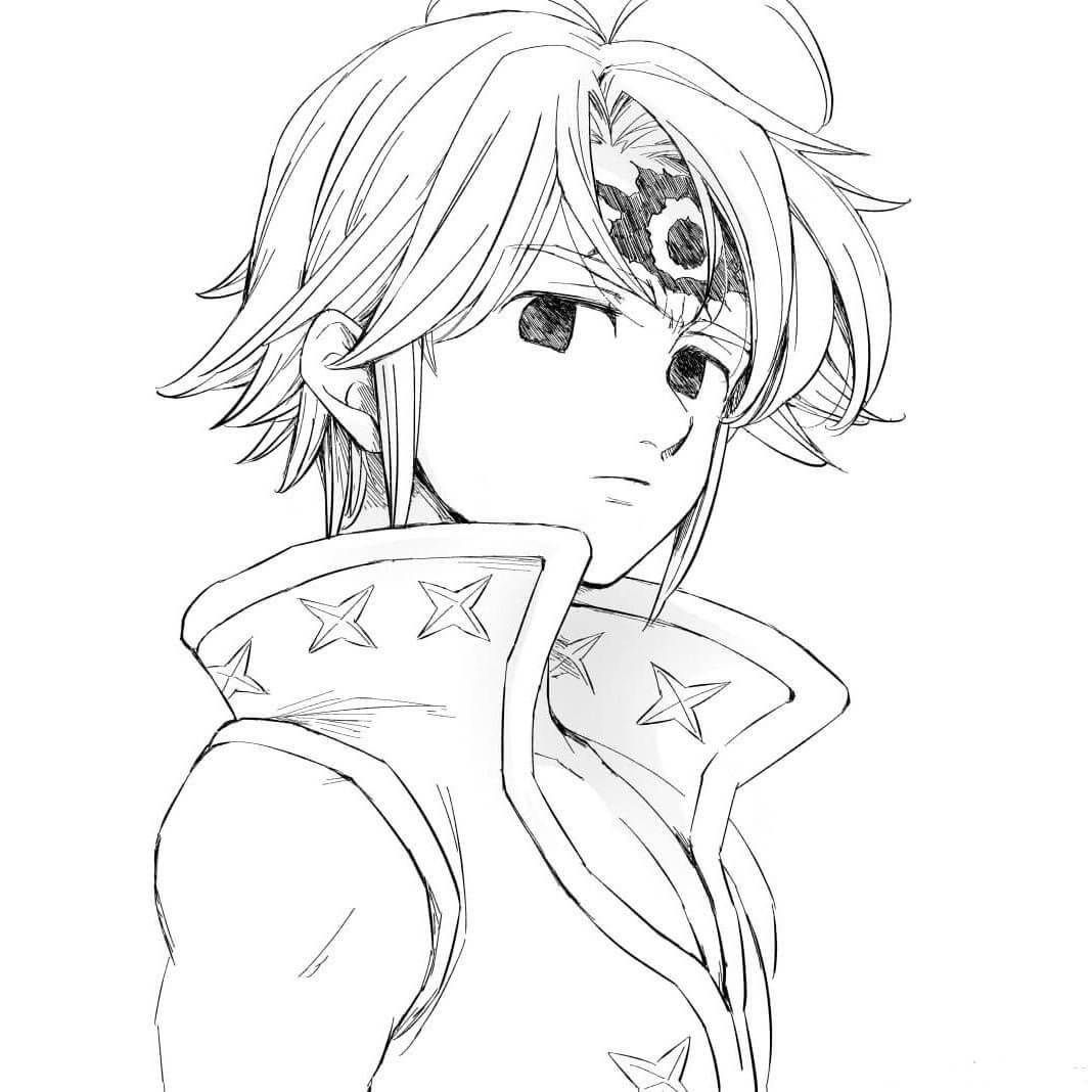 Dibujo de Meliodas Líder de Los Diez Mandamientos para Colorear y Imprimir