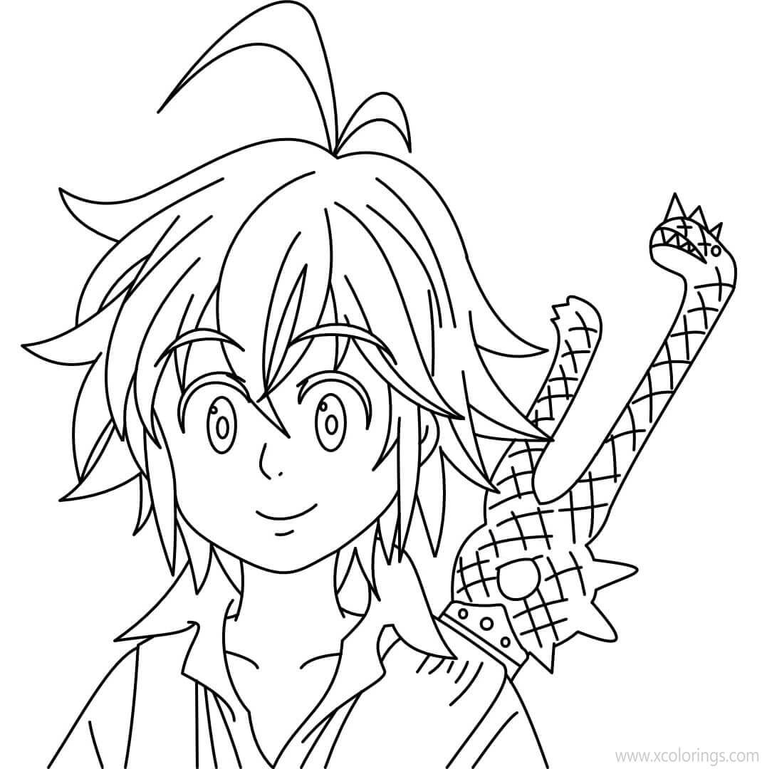 Dibujo de Meliodas Sonriendo para Colorear y Imprimir