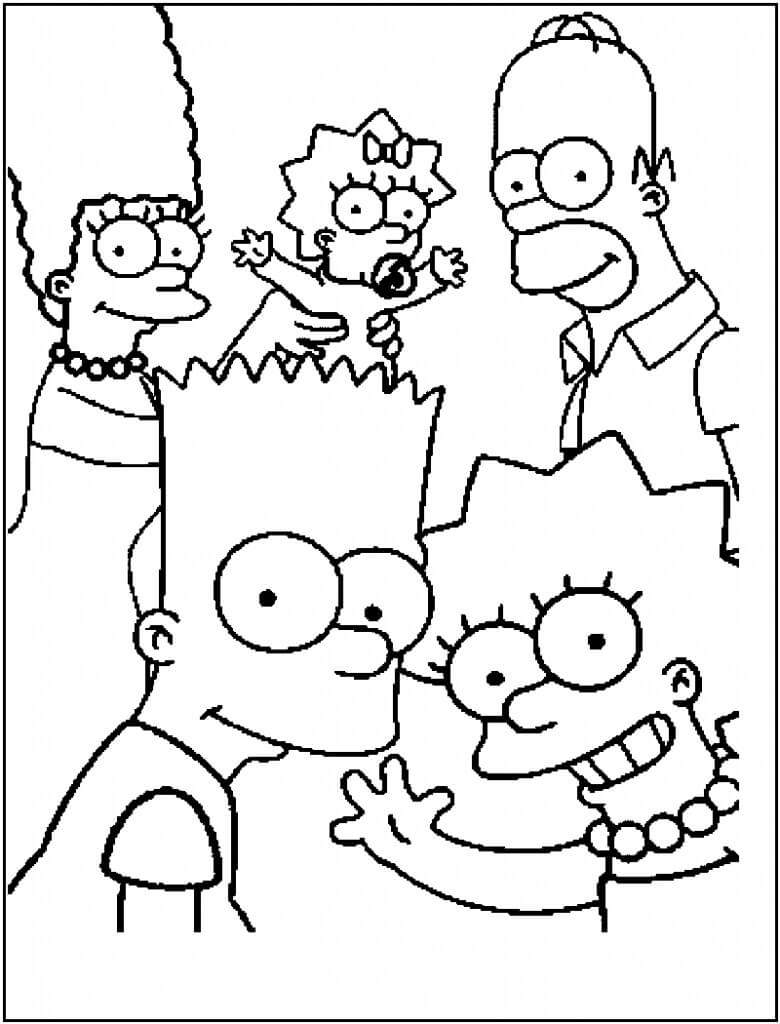 Dibujo de Familia Los Simpson para Colorear y Imprimir