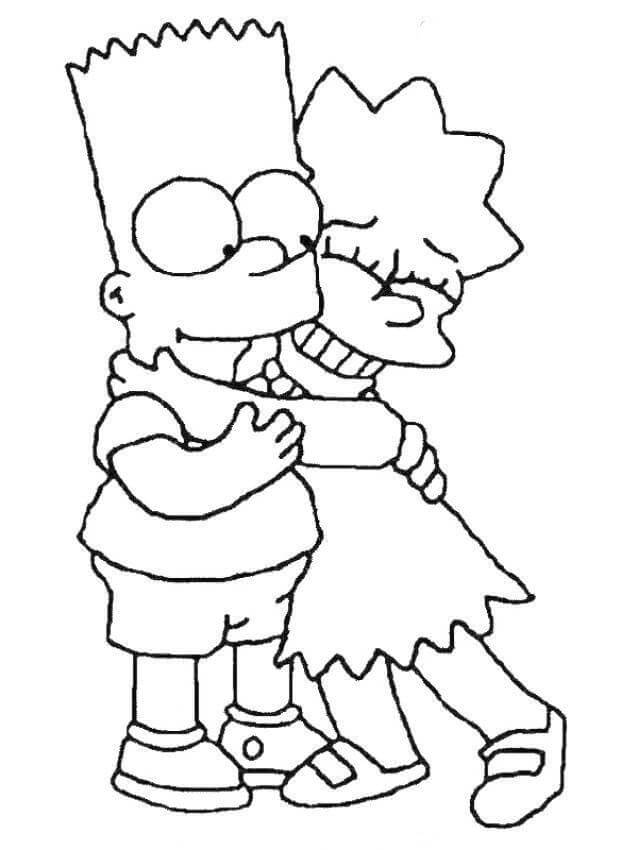 Dibujo de Hermanos Simpson para Colorear y Imprimir