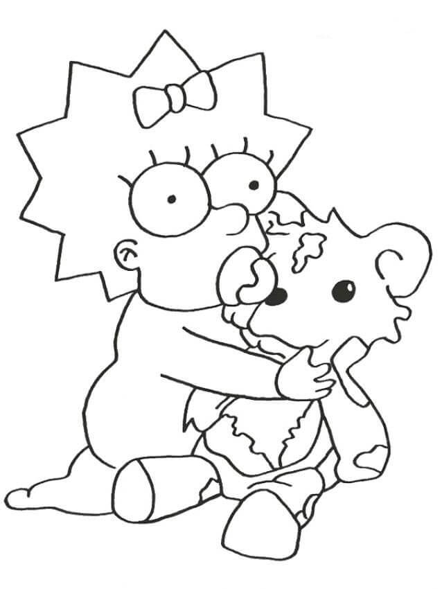 Dibujo de Hijo Menor de La Familia Simpsons para Colorear y Imprimir