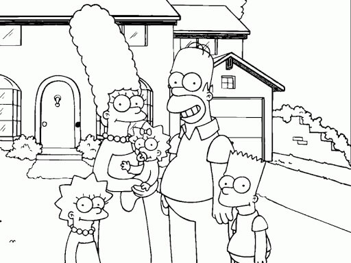 Dibujo de Lindo Familia Los Simpsons para Colorear y Imprimir