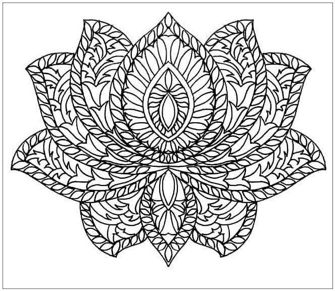 Dibujo de Mándala de Loto para Colorear y Imprimir