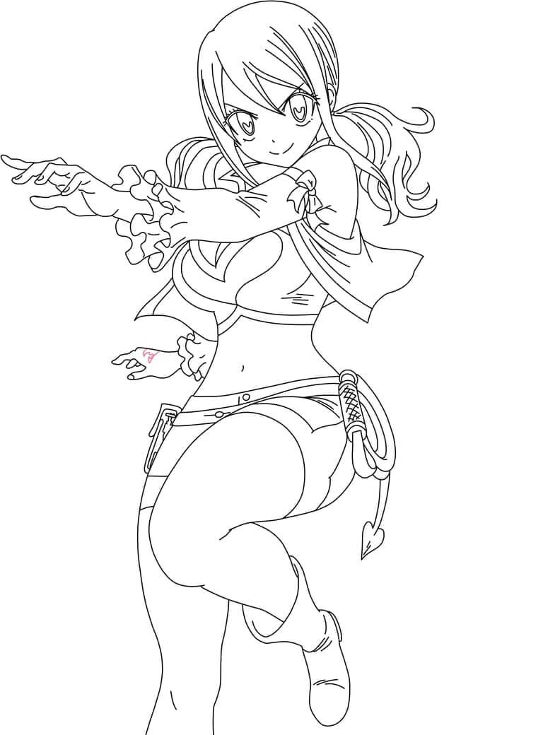Dibujo de Acción Lucy Heartfilia para Colorear y Imprimir
