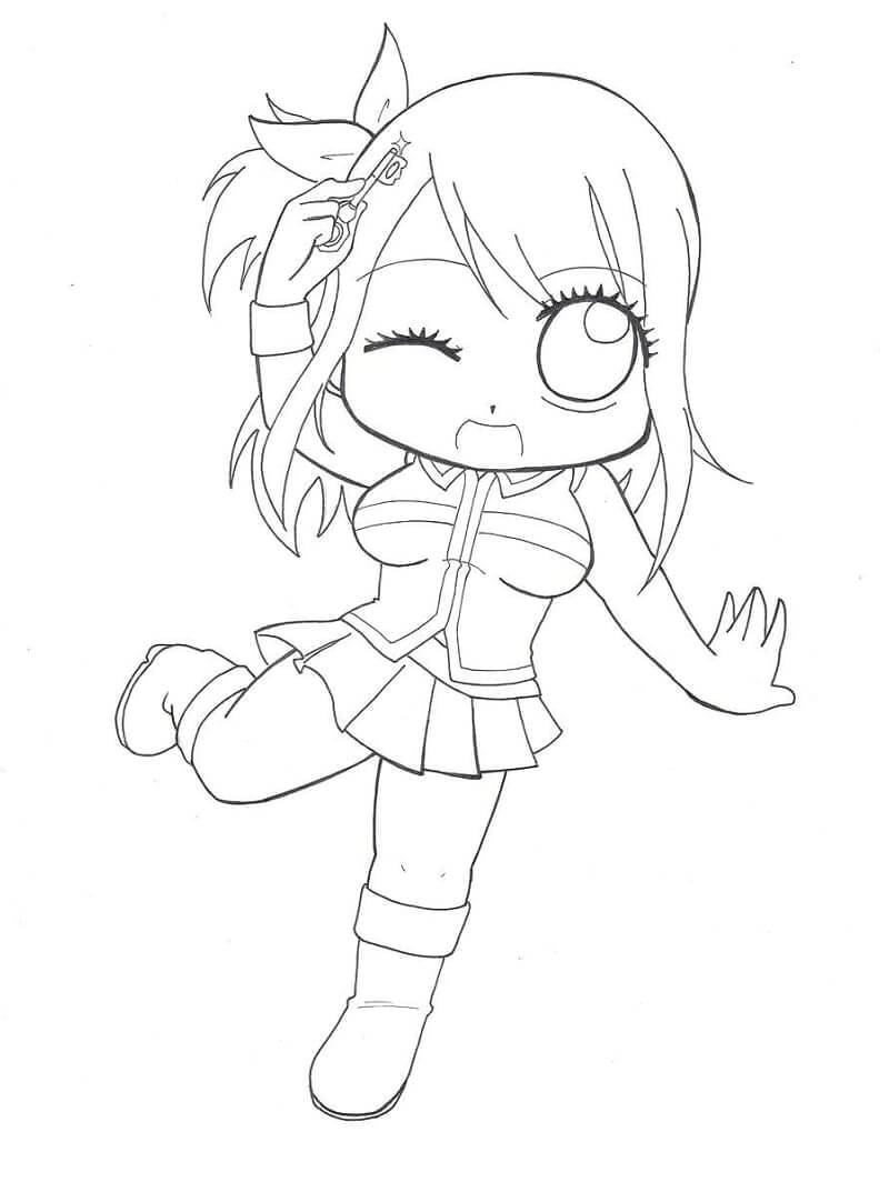Dibujo de Chibi Lucy Heartfilia Diversión para Colorear y Imprimir