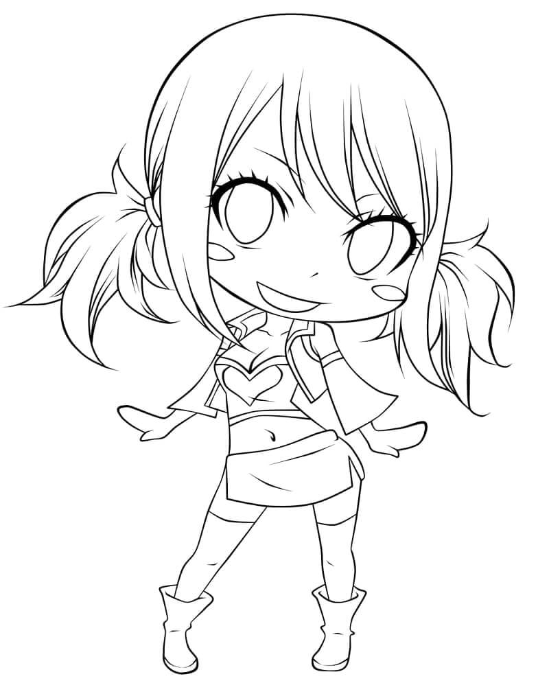 Dibujo de Chibi Lucy Heartfilia ¡Feliz para Colorear y Imprimir