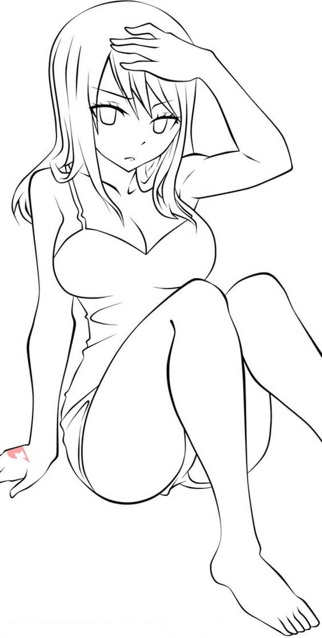 Dibujo de Lucy Anime Lineart para Colorear y Imprimir