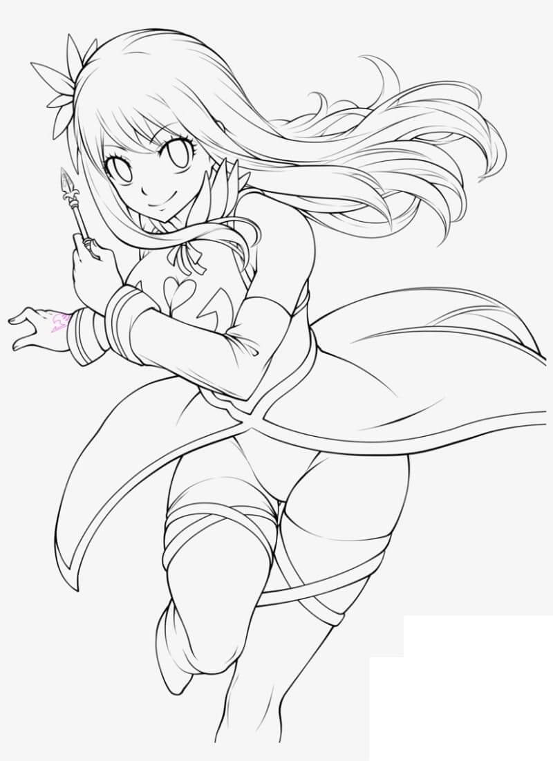 Dibujo de Lucy Heartfilia Corriendo para Colorear y Imprimir