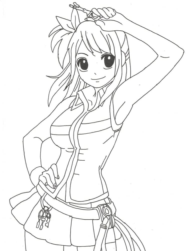 Dibujo de Lucy Heartfilia Sonriendo para Colorear y Imprimir